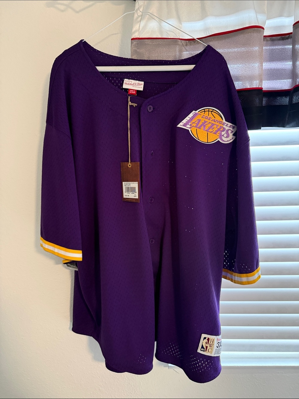 Mitchell & Ness Purple Lakers Kids Button-Up Jersey with Yellow Trim